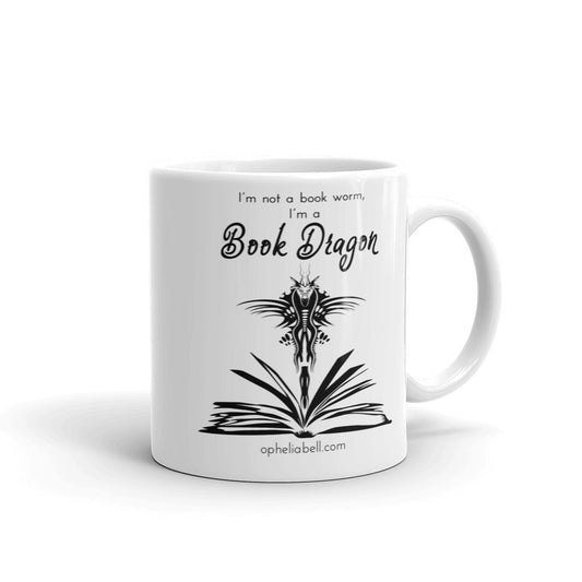 Book Dragon - White glossy mug